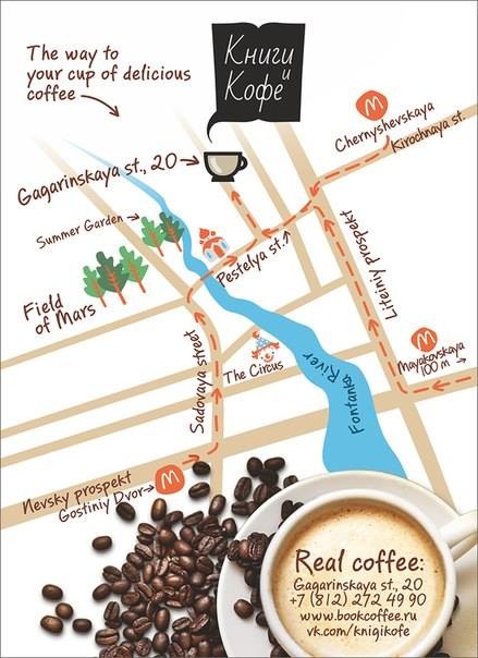 карта книги и кофе